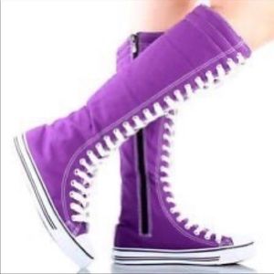 West Blvd purple knee high tie up casual sneakers  8.5